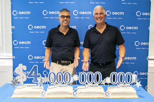 2023 — Celebrating $4 billion spend milestone. Left to right: Dr. F. Haider Alvi and John Sabo