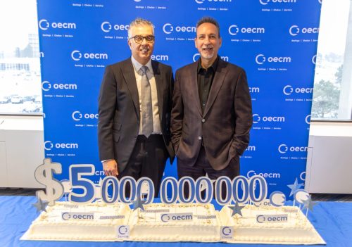2024 — Celebrating $5 billion spend milestone. Left to right: Dr. F. Haider Alvi and Jim Hadjiyianni